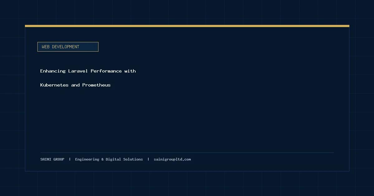 Illustration and overview guide for Enhancing Laravel Performance with Kubernetes and Prometheus, published by Saini Group