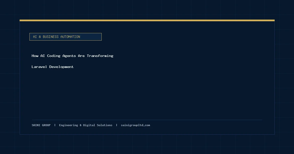 Illustration and overview guide for How AI Coding Agents Are Transforming Laravel Development, published by Saini Group