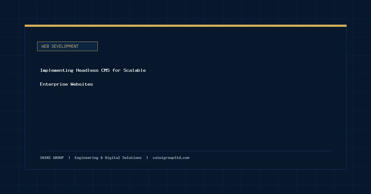 Illustration and overview guide for Implementing Headless CMS for Scalable Enterprise Websites, published by Saini Group