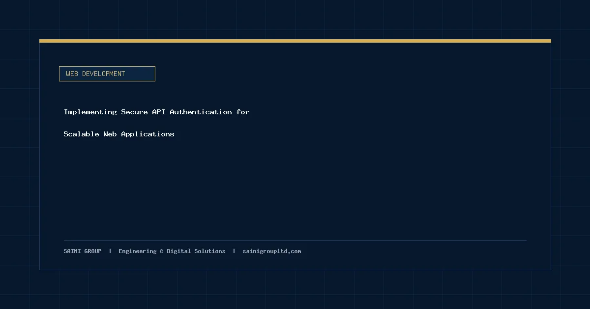 Illustration and overview guide for Implementing Secure API Authentication for Scalable Web Applications, published by Saini Group