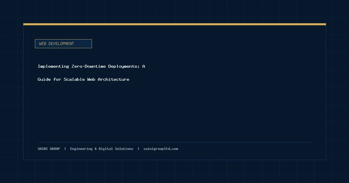 Illustration and overview guide for Implementing Zero-Downtime Deployments: A Guide for Scalable Web Architecture, published by Saini Group