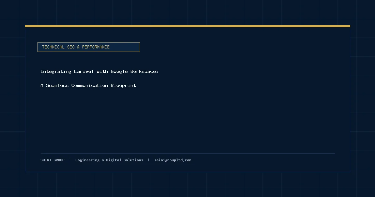 Illustration and overview guide for Integrating Laravel with Google Workspace: A Seamless Communication Blueprint, published by Saini Group