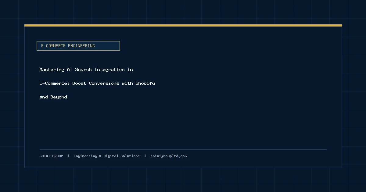 Illustration and overview guide for Mastering AI Search Integration in E-Commerce: Boost Conversions with Shopify and Beyond, published by Saini Group