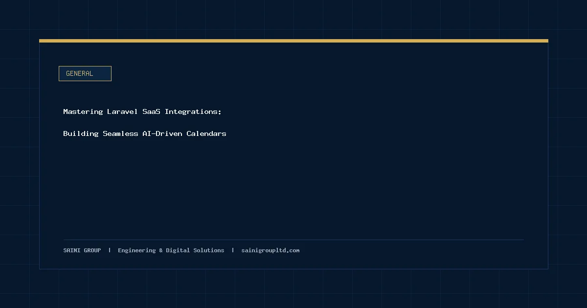 Illustration and overview guide for Mastering Laravel SaaS Integrations: Building Seamless AI-Driven Calendars, published by Saini Group