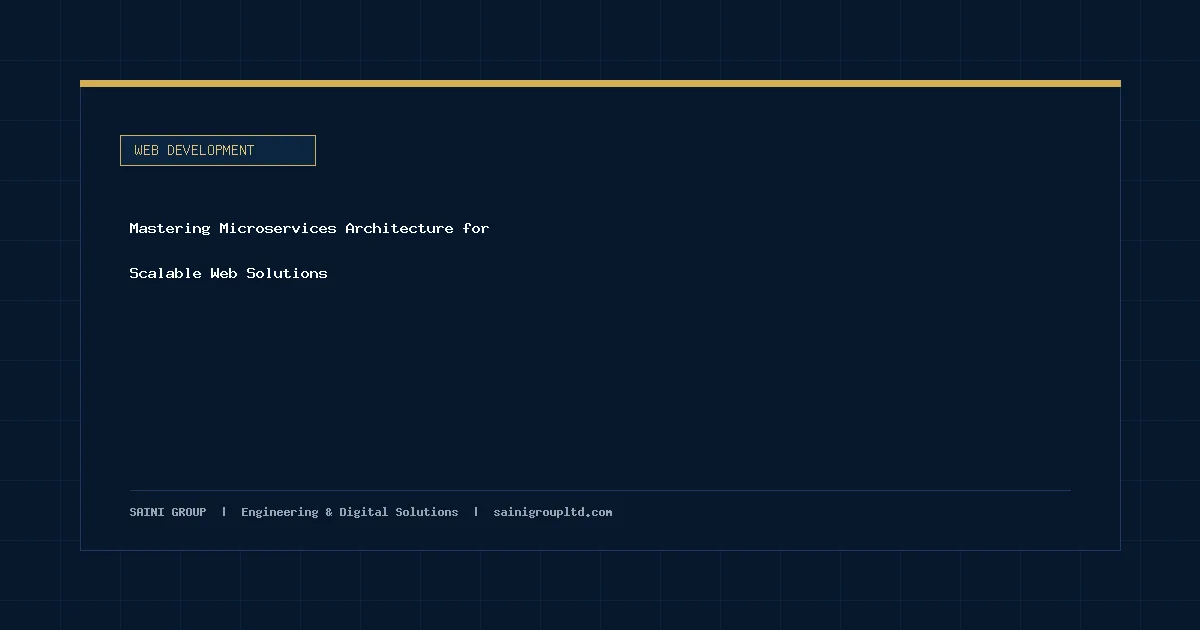 Illustration and overview guide for Mastering Microservices Architecture for Scalable Web Solutions, published by Saini Group