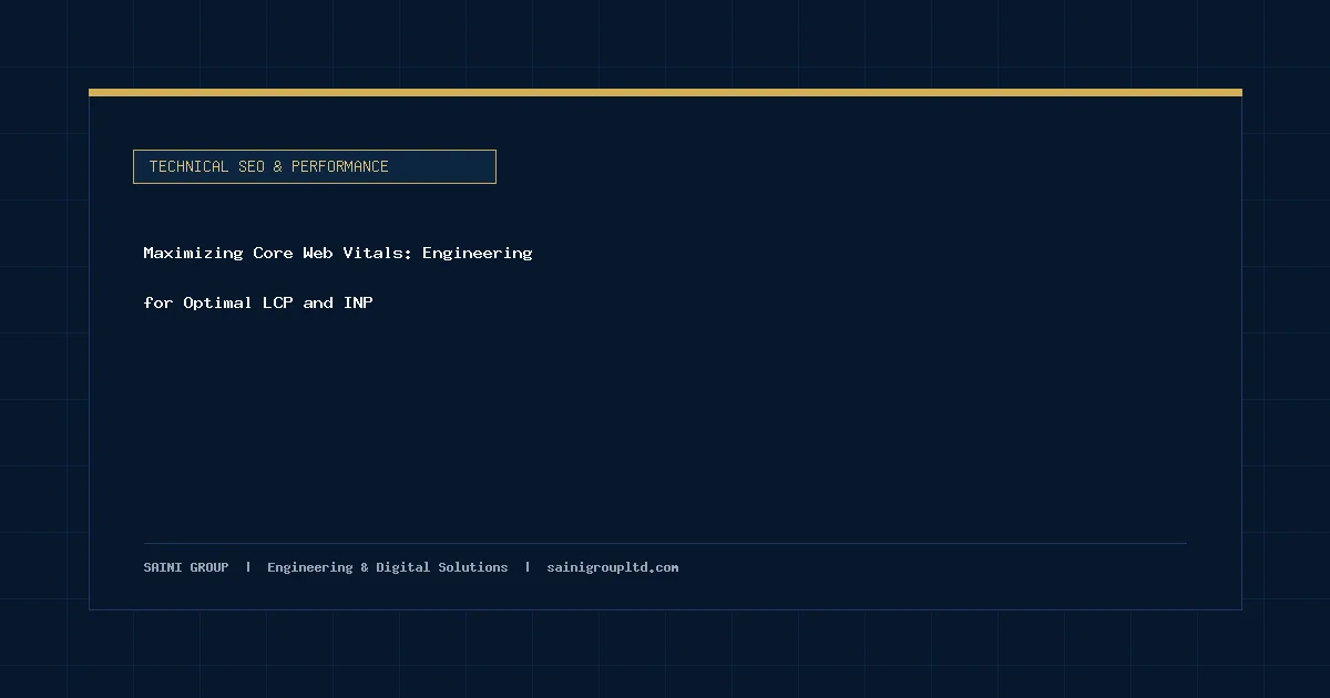 Illustration and overview guide for Maximizing Core Web Vitals: Engineering for Optimal LCP and INP, published by Saini Group