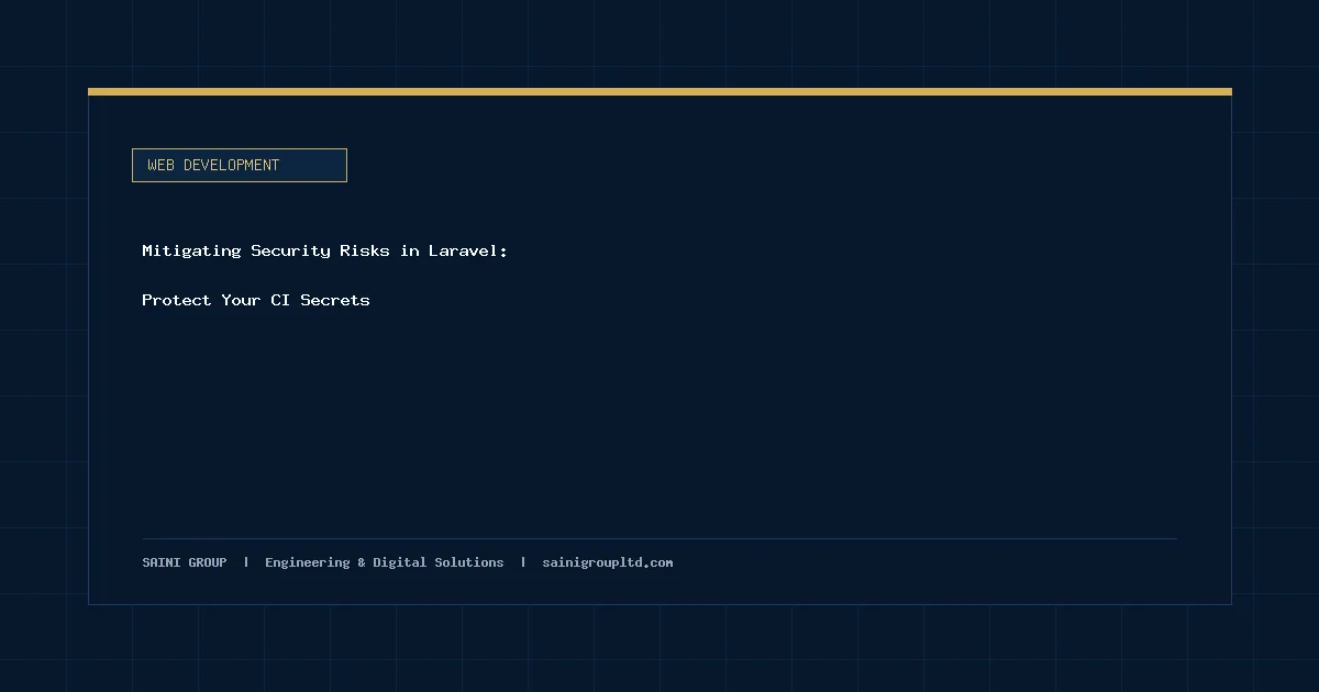Illustration and overview guide for Mitigating Security Risks in Laravel: Protect Your CI Secrets, published by Saini Group