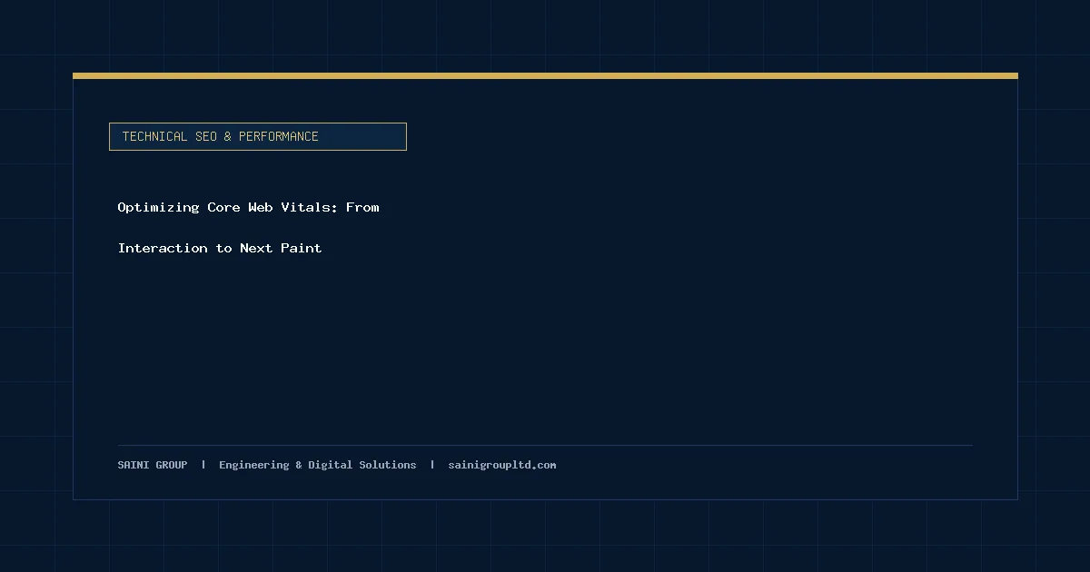 Illustration and overview guide for Optimizing Core Web Vitals: From Interaction to Next Paint, published by Saini Group